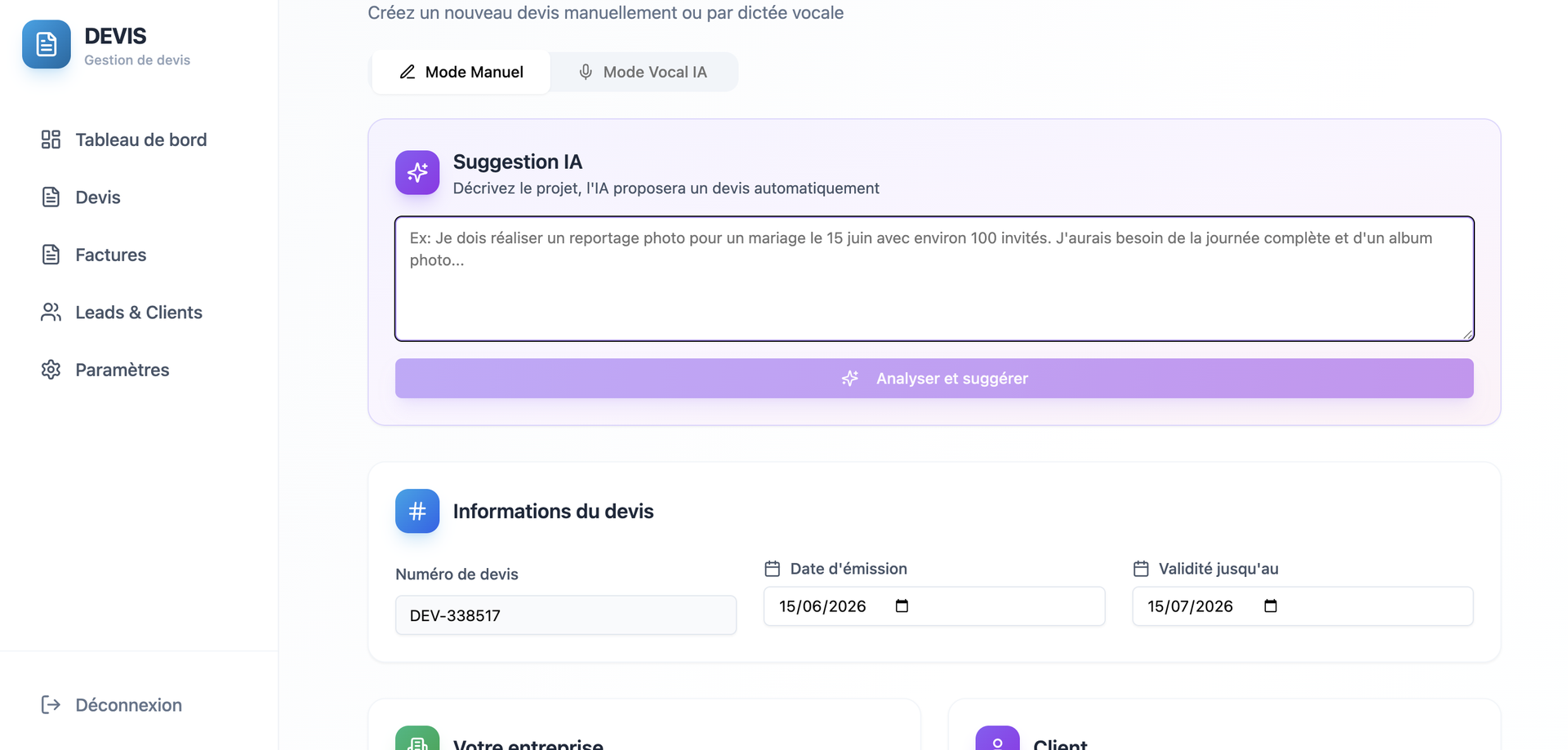 Site de devis IA 2